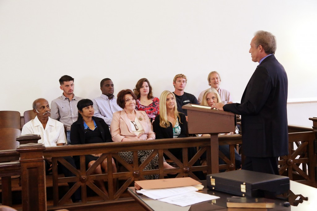 personal injury attorney dean burnetti with jury